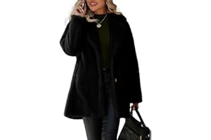 Vipwest Women's Faux Fur Long Coat Button Down Lapel Fleece Sherpa Jacket