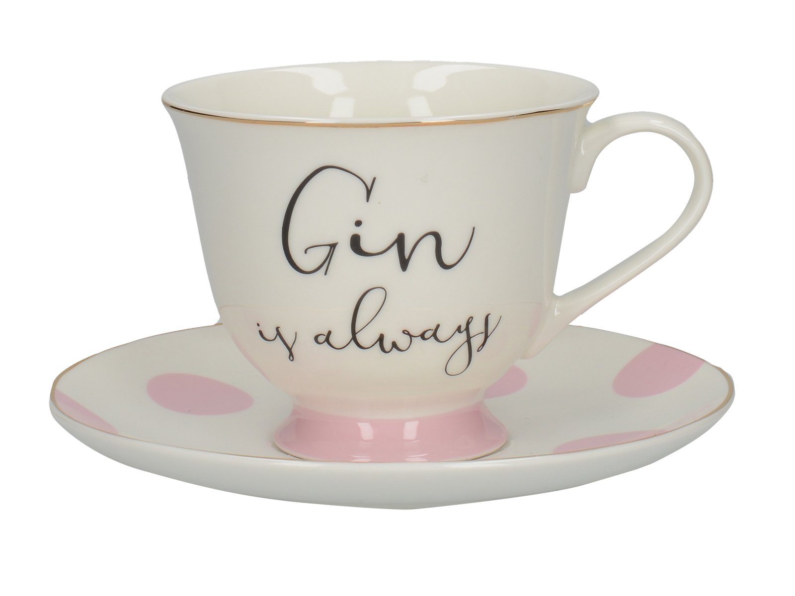 Creative Tops 5213684 Gin and Tonic Cup and Saucer with a Gift Box, Fine China, Multi-Colour, 15 x 15 x 8.5 cm