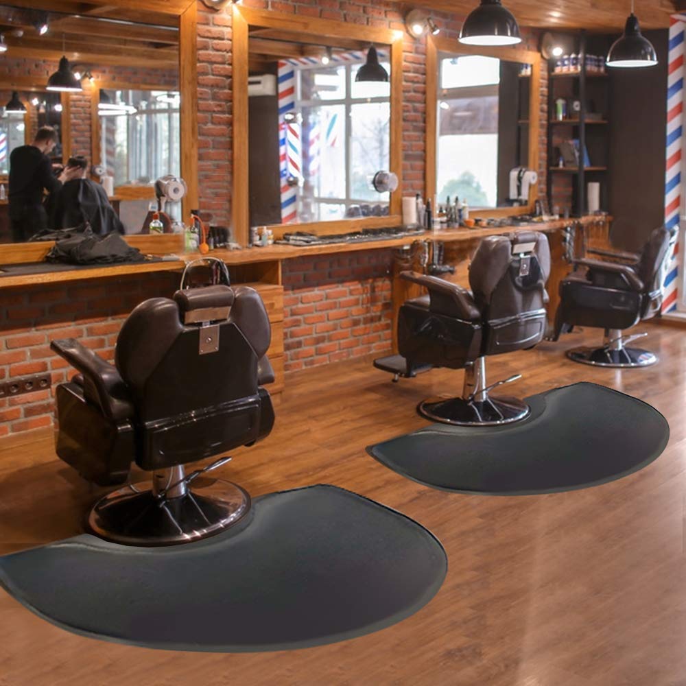 Barber Shop Chair Mat 3′x5′ Anti-Fatigue Floor Mat Salon Mat - Black Semi Circle Salon Mat - 1/2" Thick Office Comfort Floor Mat: Kitchen & Dining