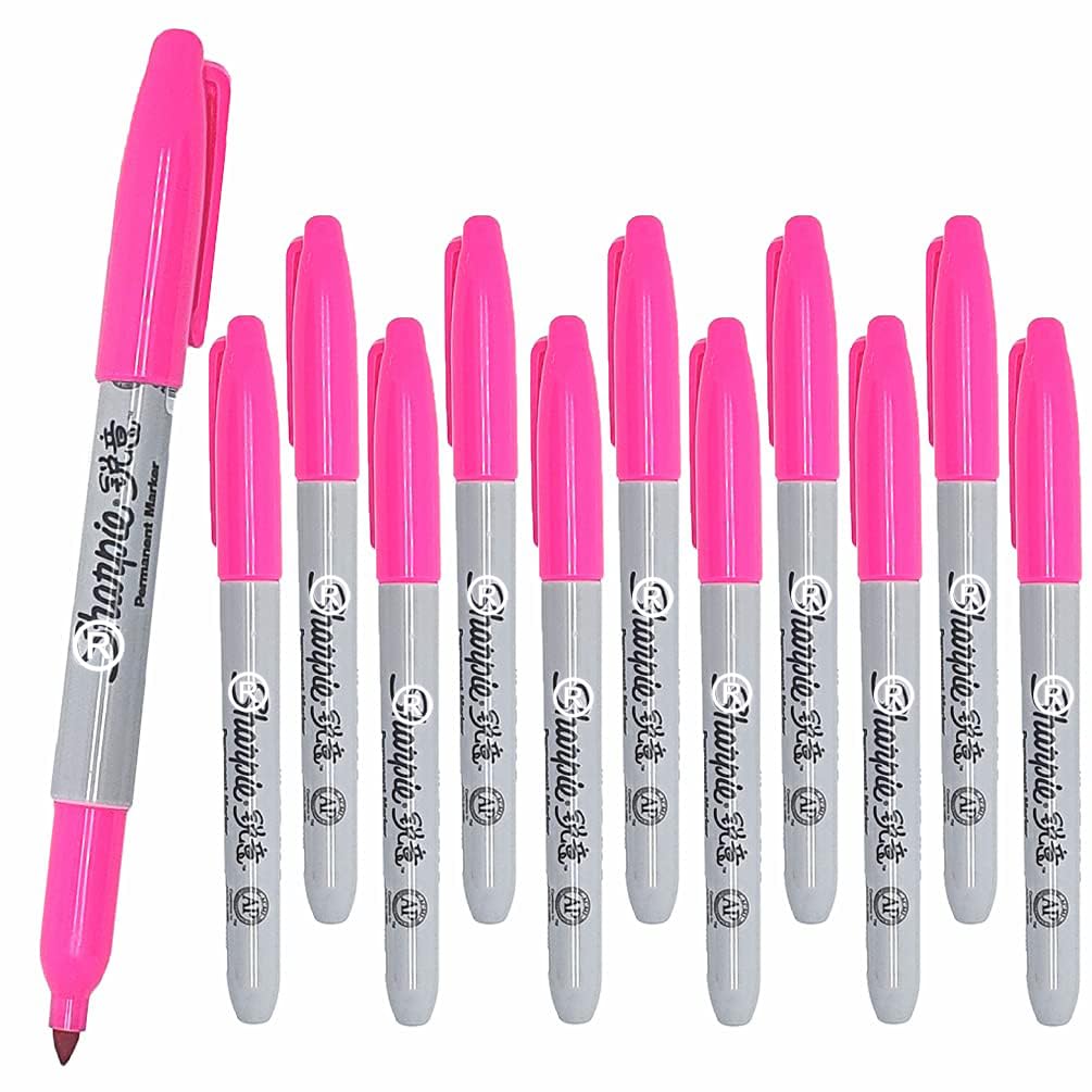 12 x Sharpie Permanent Marker Pens | Fine Point | for Metal, Paper and Plastic | Pink | Retail Boxed [ASIA IMPORT]
