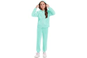 Stelle Girls Velour Tracksuits 2 Piece Sweatsuit Outfit Zip Up Hoodie and Jogger Sweatpants Athletic Clothing Sets