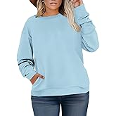 VISLILY Womens Plus-Size Sweatshirts Casual Oversized Pullover Tops Long Sleeve Cute Loose Side Slit Tunics with Pocket