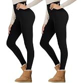 Fleece Lined Leggings Women - Winter Thermal Warm Thick Lining Pants | High Waisted Soft Black Leggings with Pockets, Yoga Hiking Workout Cold Fleece Tights, Tummy Control Waterproof Snow Pants