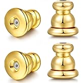 Earring Backs for Studs, 18K Gold Bullet Earring Backs Replacements for Studs/Droopy Ears, Secure Locking Backings for Sensitive Ears, Hypoallergenic&Comfortable (Gold 4 PCS)