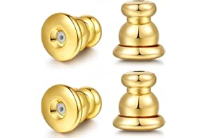 MOCONAR Earring Backs for Studs, 18K Gold Bullet Earring Backs Replacements for Studs/Droopy Ears, Secure Locking Backings for Sensitive Ears, Hypoallergenic&Comfortable (Gold 4 PCS)