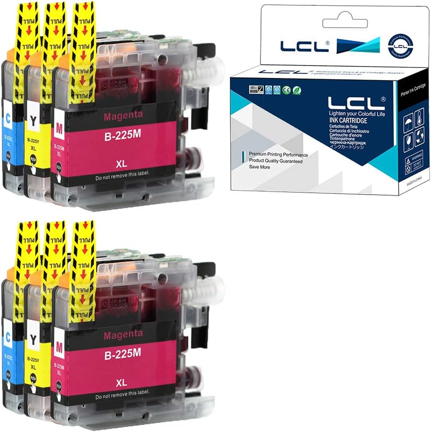 LCL LC225 Ink Cartridge Compatible with Brother LC225 LC225XL LC225XLC LC225XLM LC225XLY for MFC-J4420DW J4620DW J4625DW DCP-J4120DW MFC-J5320DW J5620DW J5625DW J5720DW (2Cyan 2Magenta 2Yellow)