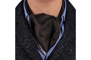 Epoint ERA7D01D Dark Brown Polka Dots Design Woven Silk Ascot Find For Marriage Great Ascot