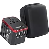hyleton Worldwide Travel Adapter, 4 USB Ports with 5.6A High Speed Charger and 1 3.0A Type C International Wall Charger All i