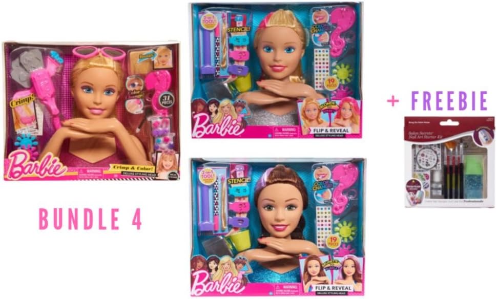 Just Play Barbie Deluxe Styling Head - Blonde Doll (Bundle 4 + Freebie)