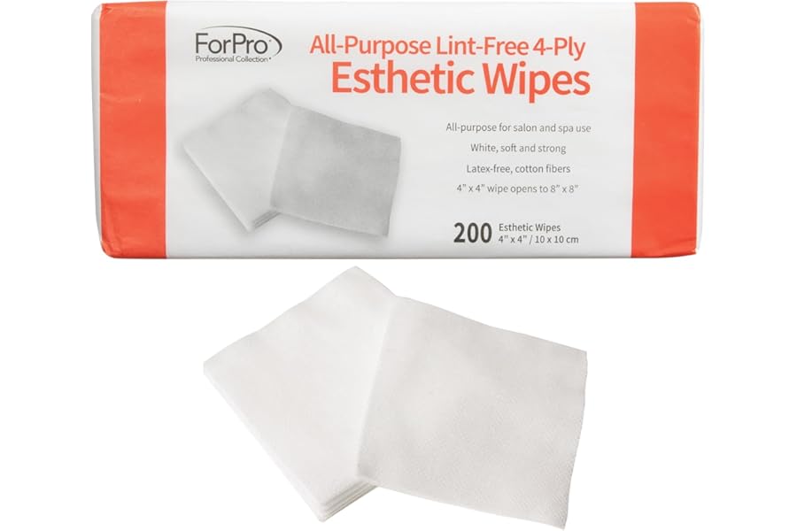 ForPro Professional Collection All-Purpose Lint-Free 4-Ply Esthetic Wipes, Non-Woven, For Salon and Spa Use, Soft, Strong and Durable, Latex-Free, 4″ x 4″, 200-Count