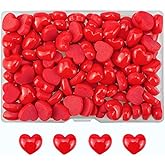 FAZHBARY 120 PCS Red Heart Resin Flatback Plastic Mini Resin Heart Bulk Heart Shape Charms Resin Embellishments for Crafts Accessories