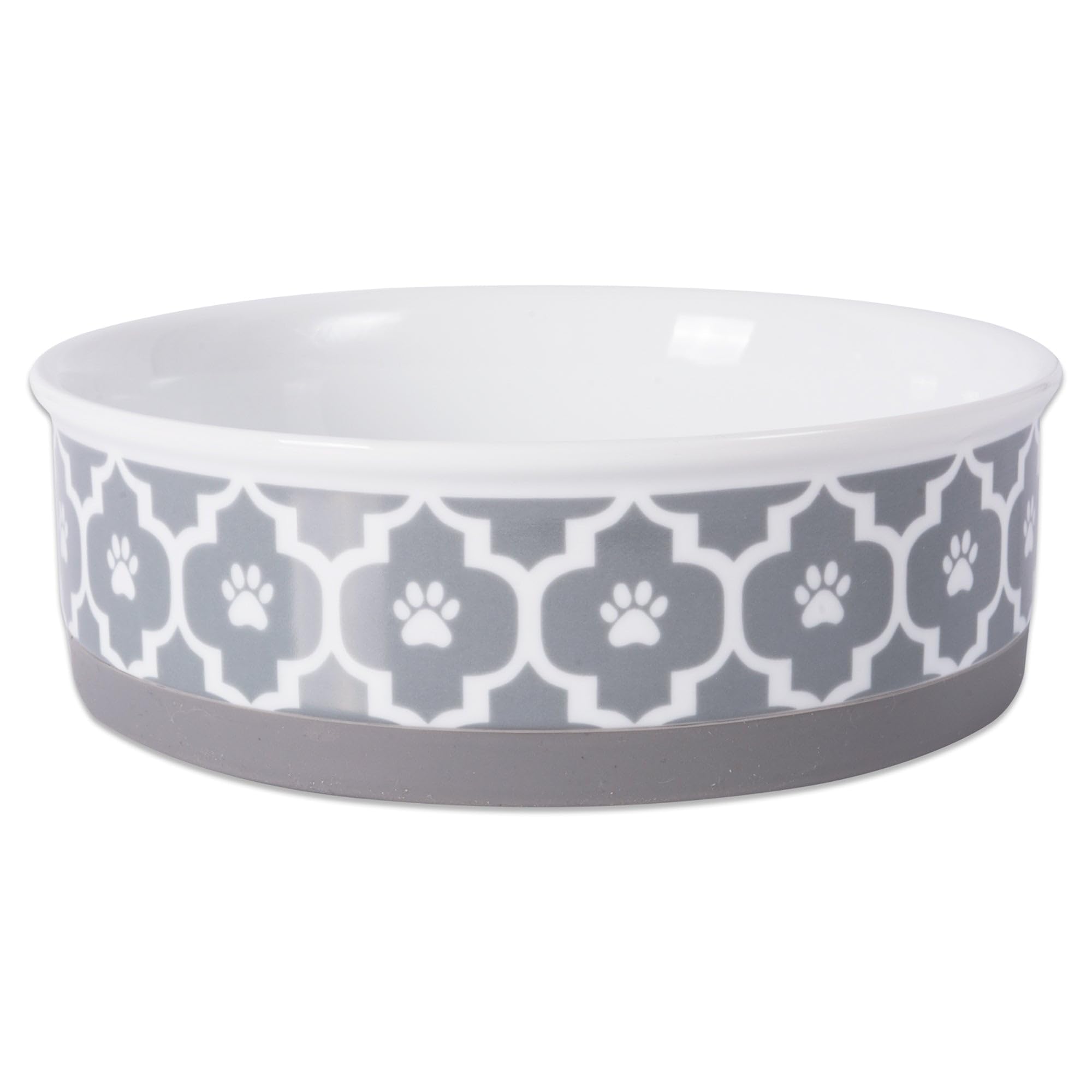 Bone Dry Lattice Collection Pet Bowl & Canister, Large, 7.5x2.4", Gray — image 1