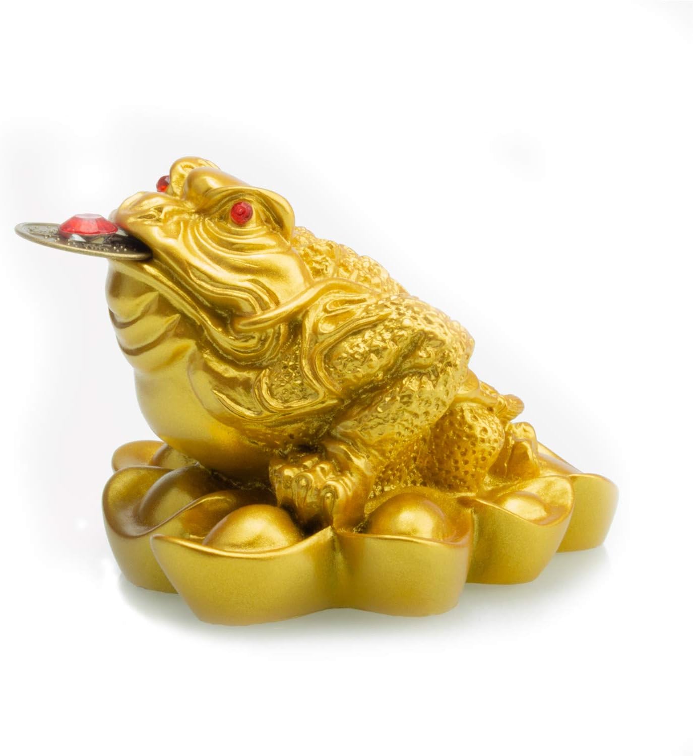 Feng Shui Resin Money Frog (Three Legged Toad/Wealth Frog) Figure Home Office Decoration(Gold, L)