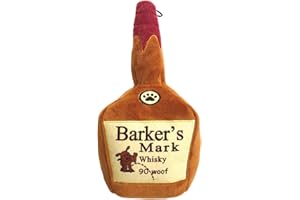 Huxley & Kent Funny Dog Toy w/Squeaker – Power Plush Squeaky Dog Toys for Small, Medium & Large Dogs – Soft Stuffed Animal for Indoor Play & Fetch - Barker's Mark, Small