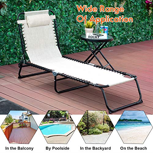 Goplus Portable Lounge Chair for Outdoor Patio Yard Pool, Folding