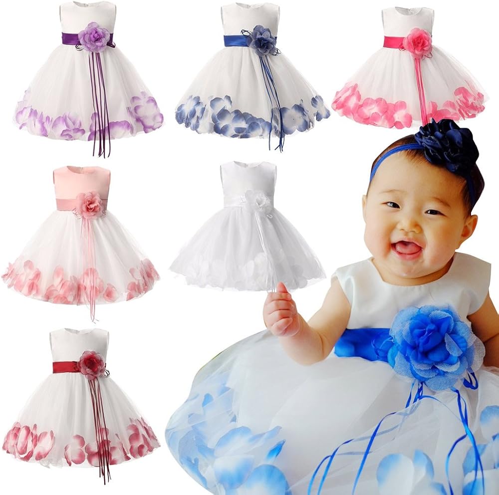 Amazon Co Jp フラワーガール ドレス ヘッドアクセサリー付 お食い初め ハーフバースデー 1歳バースデー 2歳バースデー 結婚式 並行輸入品 服 ファッション小物