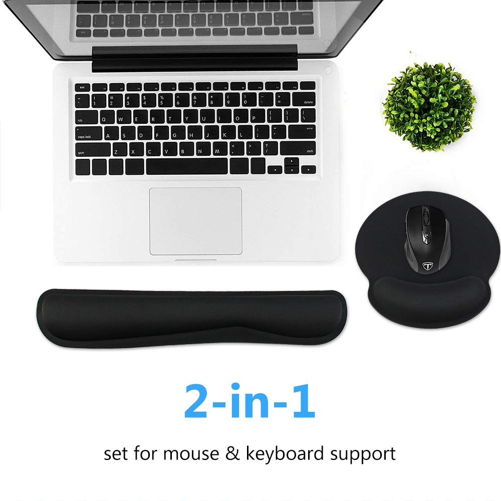 Poualss Keyboard Wrist Rest Pad Mouse Pad, Memory Foam, Rest Pads Sets for Comfortable Typing & Wrist Pain Relief, Anti-Slip Rubber Base