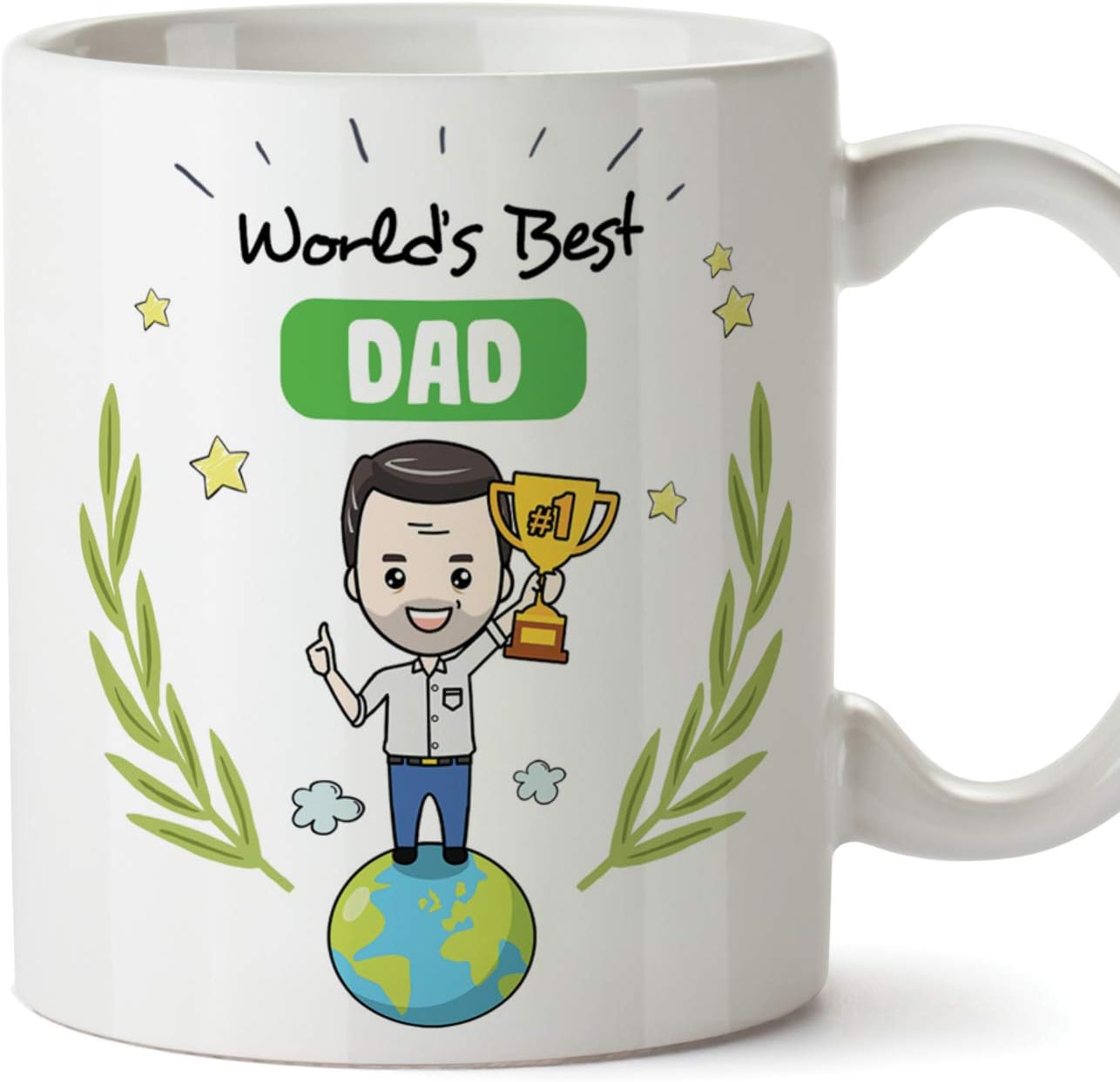 Mugffins Dad Mug - "World's Best Dad" - Coffee Daddy Mug for Breakfast/Fathers Day Gift/Birthday Present for Dad/Ceramic 11 oz