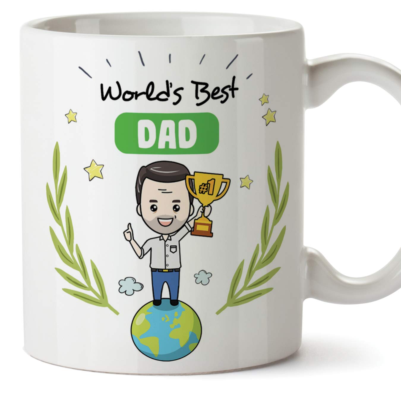 Mugffins Dad Mug – "World's Best Dad" - Coffee Daddy Mug for Breakfast/Fathers Day Gift/Birthday Present for Dad/Ceramic 11 oz