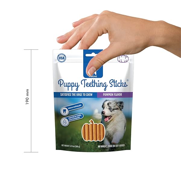 N-BONE PUPPY TEETHING STICKS PUMPKIN FLAVOR, 3.74-OZ BAG