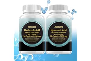 AUNVITO 2025 New Hyaluronic Acid 30 Caplets Supplements, 850mg Hyaluronic Acid - Advanced Joint Support with Hydrolyzed Collagen, Turmeric, Glu-cosamine, MSM, Vitamin C – 30 Caplets(2 Pack)