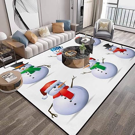 Alfombras de Navidad de 4 pies cuadrados, muñecos de nieve con