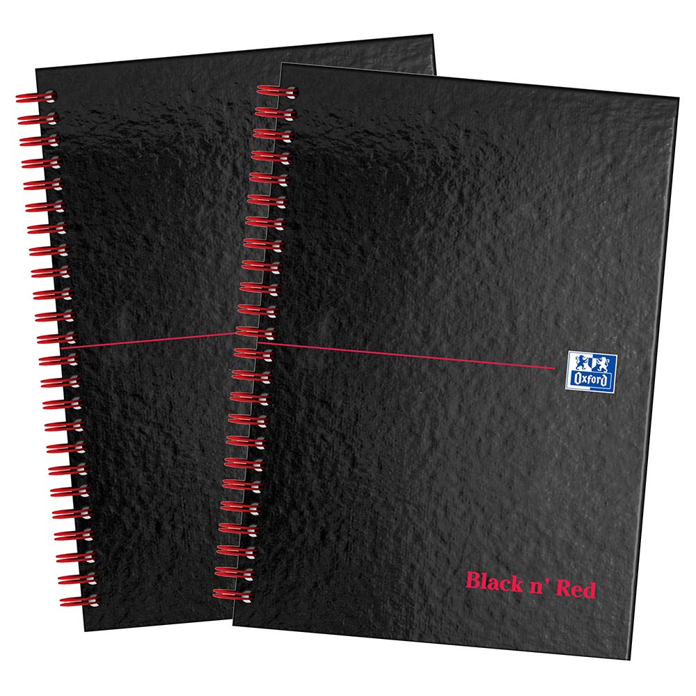 Oxford Black N' Red, A5 Notebook Hardcover, Wirebound, Lined, Pack Of 2