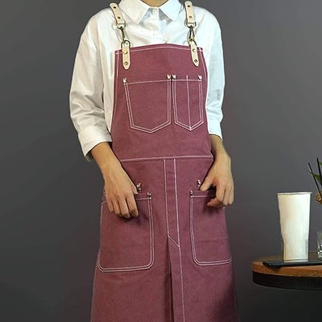 Amazon スプリットレッグデニムキャンバスエプロンバリスタバーテンダーレストランbbqパティシエユニフォーム花屋理髪店庭師画家作業服 エプロン オンライン通販