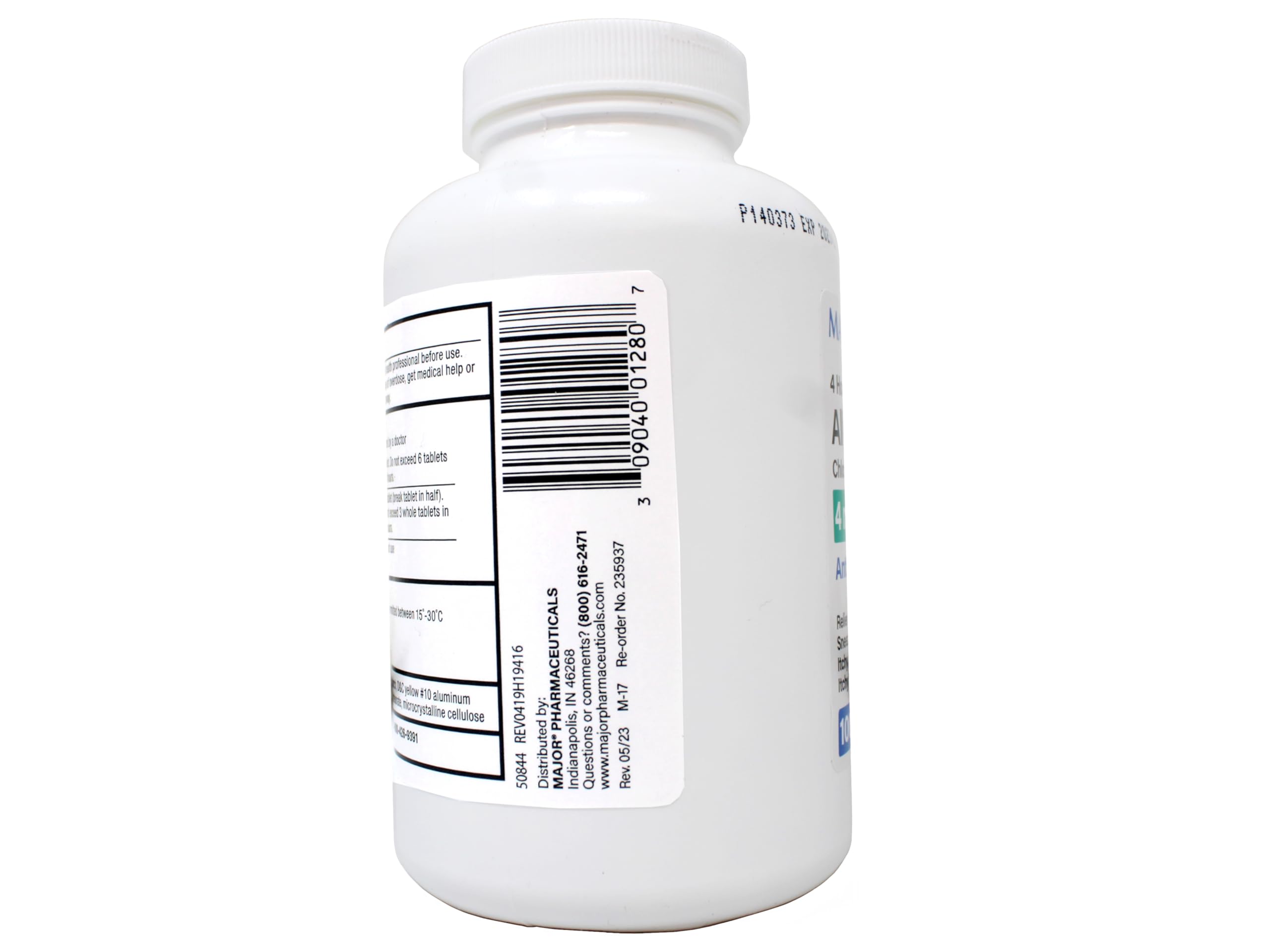 Major 4 Hour Allergy Tablets - Chlorpheniramine Maleate - 4 mg - Antihistamine - 1000 Tablets (1 Pack)