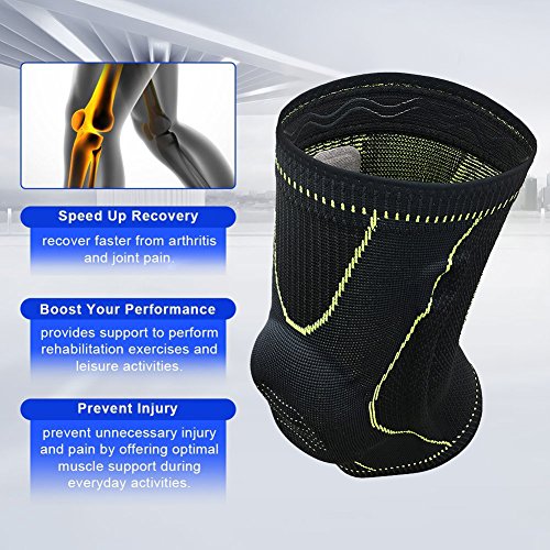 HipStone Knee Brace Support Compression Sleeves, Stabilizers & Patella Gel Pads for Arthritis, ACL, Running, Pain Relief, Injury Recovery, Basketball and More Sports-Single