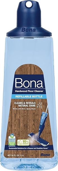 BONA HARDWOOD FLOOR CLEANER SPRAY MOP CARTRIDGE – 34 FL OZ – UNSCENTED – REFILLABLE – RESIDUE-FREE FLOOR CLEANING SOLUTION FOR BONA SPRAY MOPS FOR WOOD FLOORS
