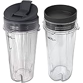 Replacement parts Blender16 Ounce Cups with Sip & Seal Lid,Compatible with Nutri Ninja blender BL200 30/ BL201 30/BL201C 30/BL203QBK 30 BL100 30/BL102 30/BL101 30 (3tabs 16oz cup, Grey)