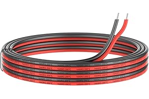 HAERKN 14awg Silicone Electrical Wire 2 Conductor Parallel Wire line 50ft [Black 25ft Red 25ft] 14 Gauge Soft and Flexible Hook Up Oxygen Free Strands Tinned Copper Wire