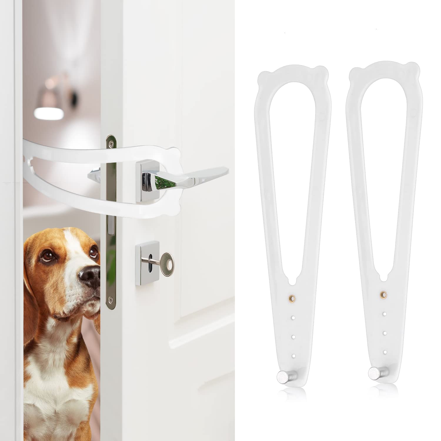 2pcs Cat Door Holder Latch, Alternative Door Locks Dog Door Stopper for Baby Proof, Cat Door Bracket Latch for Letting Cats In Keeping Dog Out (White)