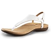 DREAM PAIRS Women's Flat Sandals Arch Support Orthopedic Comfortable Soft Cushion Summer T-Strap Walking Thong Sandals