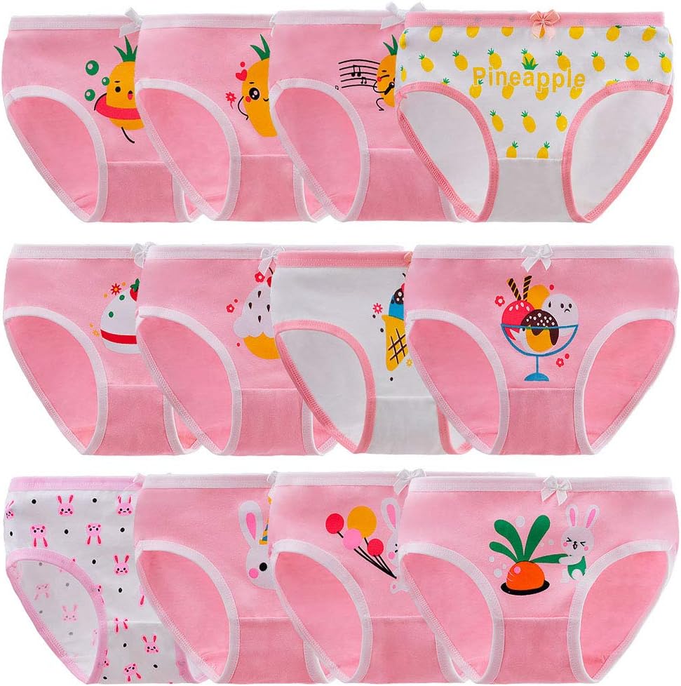 Baby 12 Pack Panties Soft Comfort Knickers Cotton Underwear Little Girls Assorted Briefs 2-12 Yrs