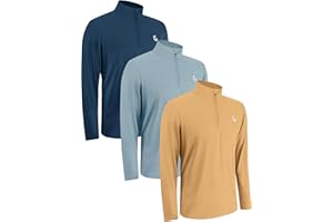 JumGear-Life 3Pack Men's Quarter Zip Pullover Sweatshirts Long Sleeve Workout Athletic Shirt Dry Fit (Big & Tall Available)