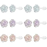 AoedeJ 6 Pairs Plastic Earrings: Flower Studs, Butterfly Designs for Sensitive Ears With Post