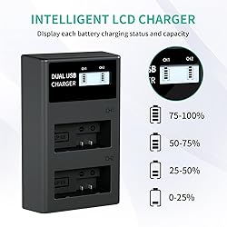 LP LP-E8 Battery Charger, LCD Display & Dual Slot