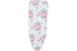 HEMOTON Ironing Board Cover Large Floral Pattern Cotton Thickened Heat Resistant Protective Pad with Elastic