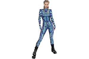 YESBOR Women's Skeleton Halloween Costume Cosplay Bodysuit 3D Sexy Catsuit Jumpsuit