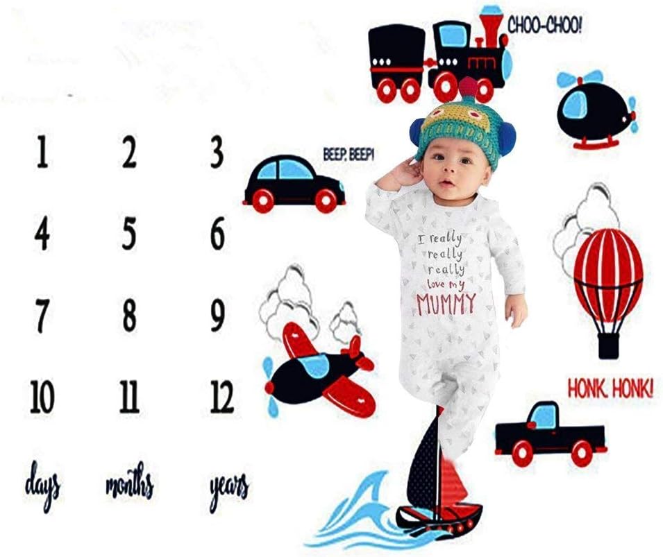 Citihomy Bebe Couverture Mensuelle Jalon Nouveau Ne Garcons Accessoires De Photo Tire Toile De Fond Personnalise Avion Photographie De Plus En Plus Nourrissons Tout Petits Swaddle Blanket