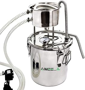 3Gal 12L Alcohol Distiller Moonshine Still Build-in Thermometer Still Kits Water Distiller Wine Boiler Home Brewing Kit Stainless Steel (3 Gal / 12L)