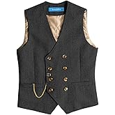 SevenBoy Men's Casual Suit Vest Regular Fit Wool Herringbone Waistcoat For Wedding and Party