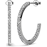 Cate & Chloe Rosalyn 18K Gold-Plated Hoop Earrings | Everyday Jewelry for Women with Round Cut Simulated Diamond Crystals | Classic Half Hoops Gift for Her on Valentine’s Day Birthdays Anniversary