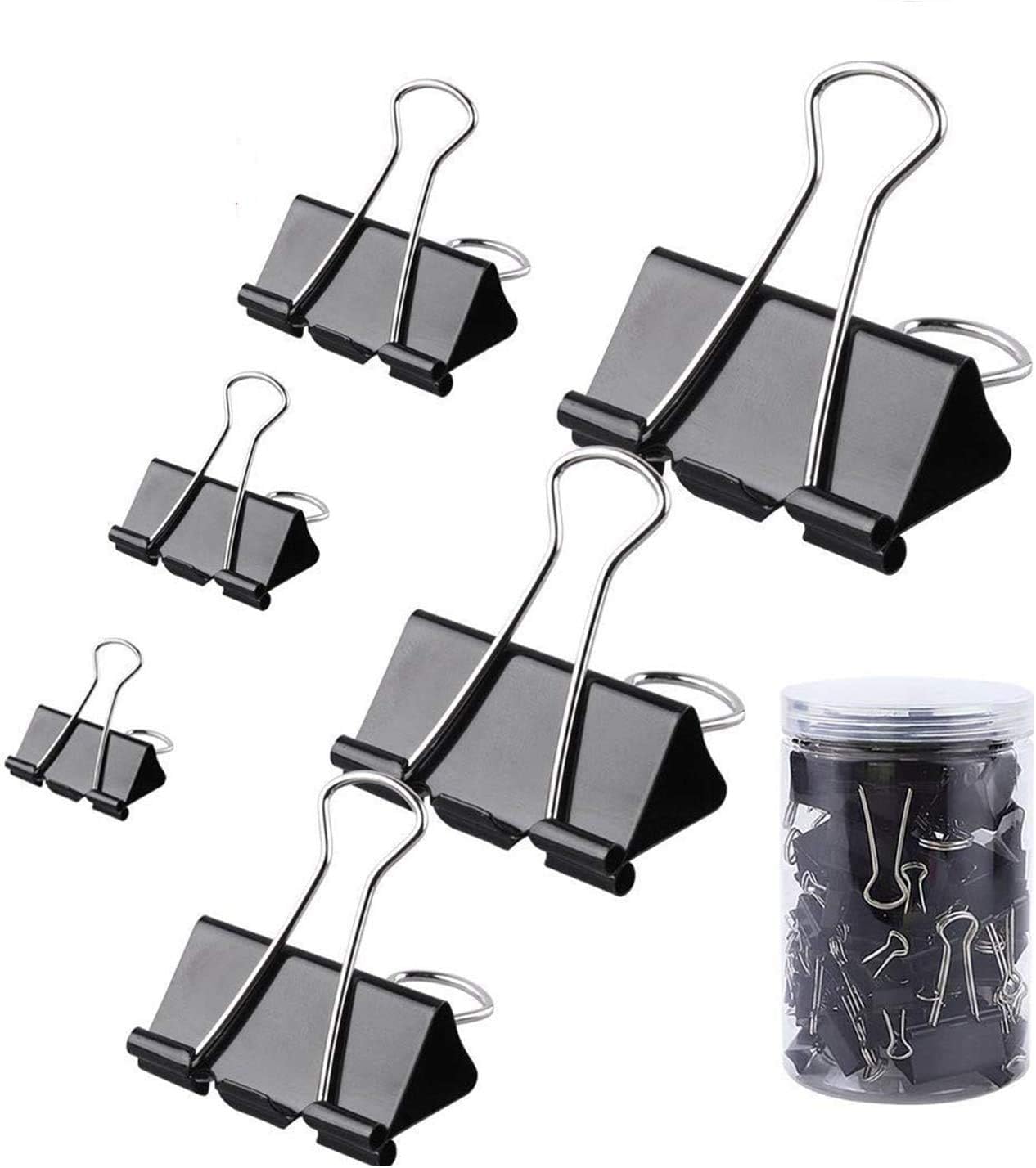 120 Pcs Binder Clips Paper Clamps Assorted 6 Sizes Paper Binder Clips Metal Fold Back Clips with for Office,School and Home