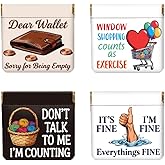 Peacoblue 4Pcs Small Leather Squeeze Coin Purse for Women-Fun Slogans Pattern Waterproof & Durable Snap Closure Change Pouch Mini Money Wallet Bag for Adult Teen Girls Best Gift