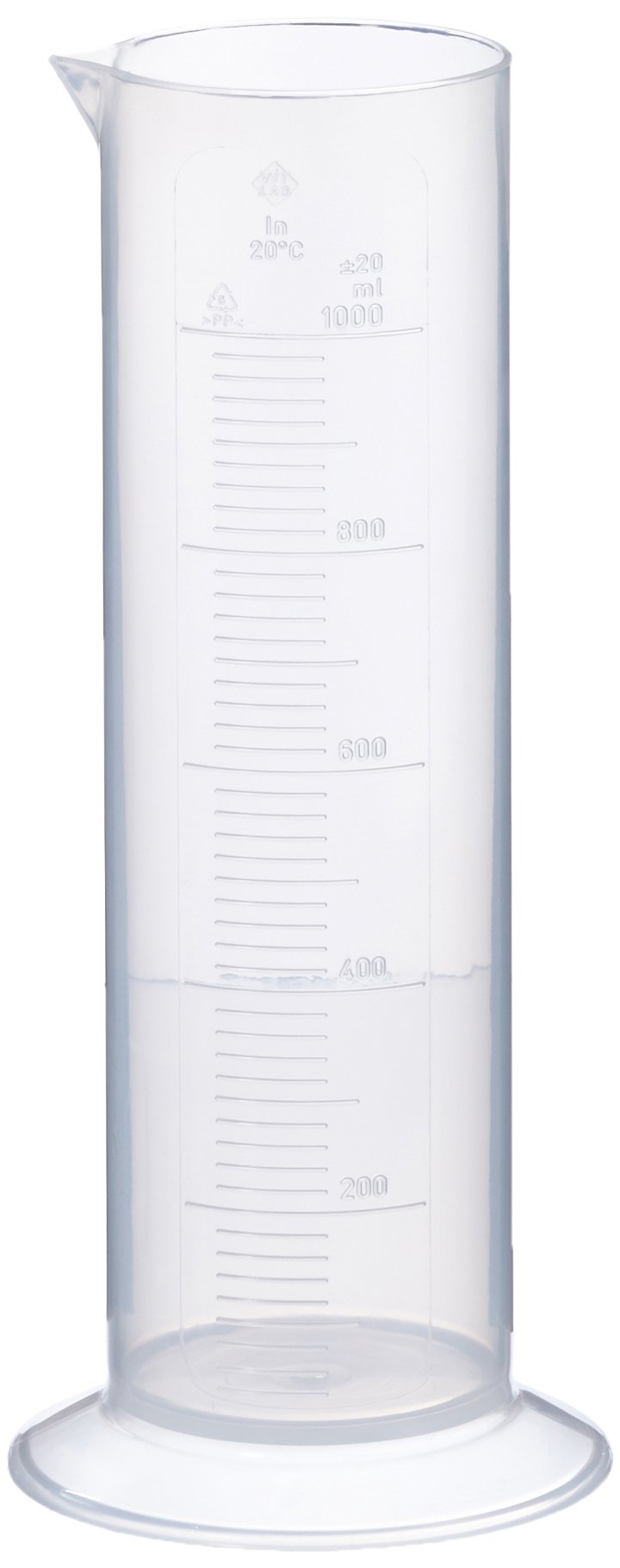 neoLab E-4039 Graduated Cylinder, Low Shape, Round Base, Polypropylene (PP), 1000 ml
