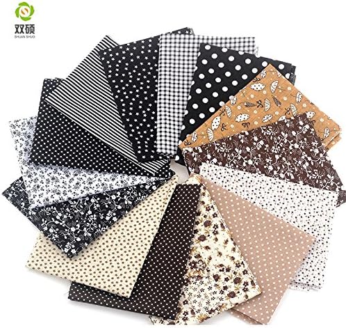 UltraZhyyne (TM) Black &amp; Coffee Charm Pack Patchwork Cotton Fabric Telas Quarter Bundle Tilda Quilting Scrap Booking Cloth 20x25CM 14 pcs lot