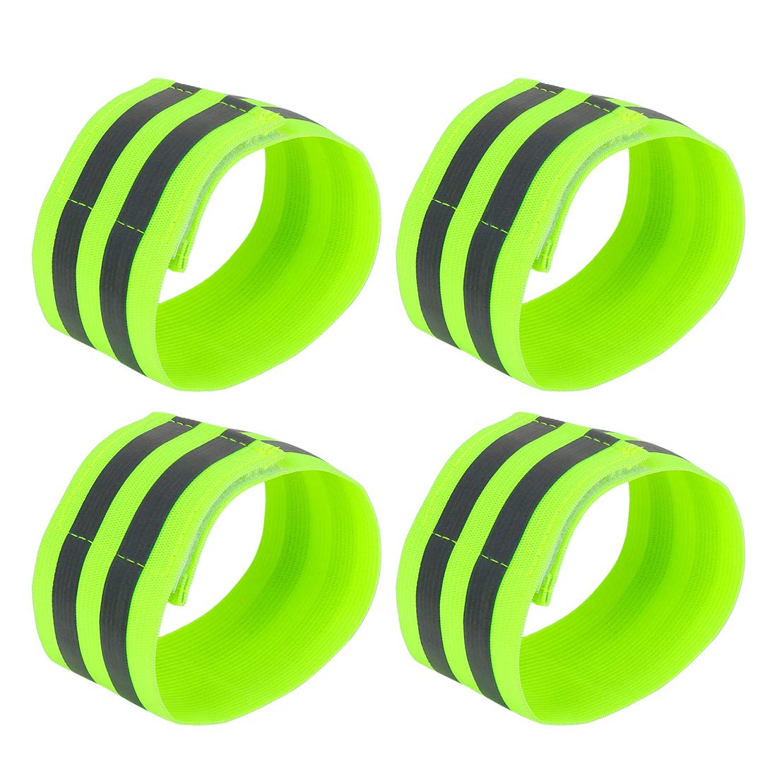 X AUTOHAUX 4 Pcs Reflective Bands for Ankle Cycling Reflective Slaps Green